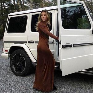 L'Academi Brown Button Up Maxi Bodycon Slit Dress Revolve